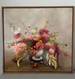 Schilderij olieverf boeket kleurrijk met lijst 96x92cm, Antiek en Kunst, Ophalen