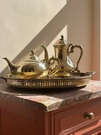 Verzilverde koffiepot en theekan incl dienblad, Ophalen of Verzenden, Zilver