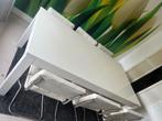 Grote witte eettafel met 6 stoelen, Huis en Inrichting, Tafels | Eettafels, Ophalen, Gebruikt, 200 cm of meer, 50 tot 100 cm