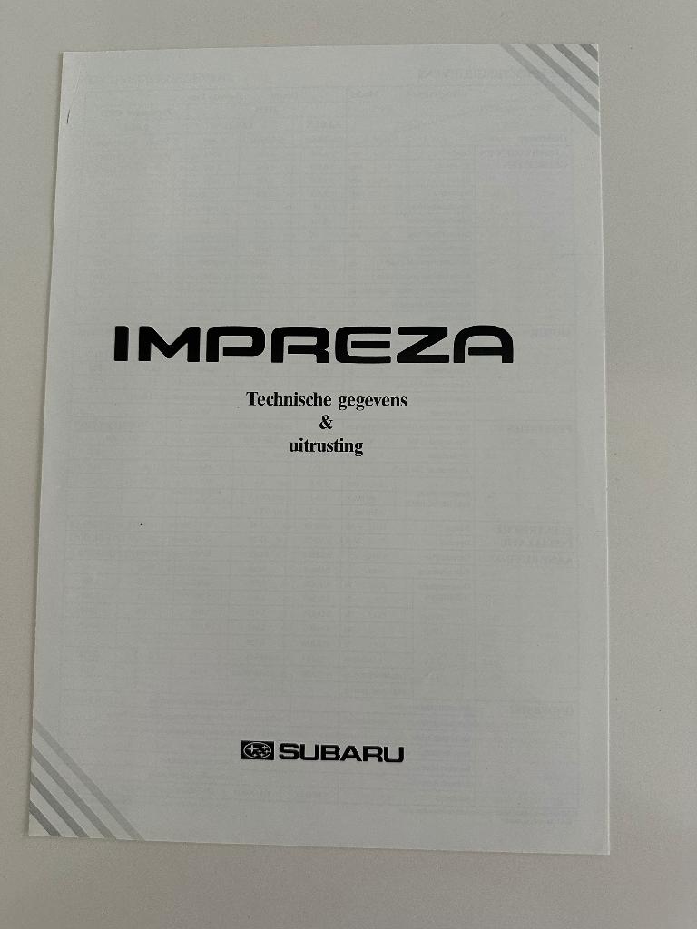 Folder technisch Subaru Impreza, Ophalen of Verzenden, Zo goed als nieuw, Overige merken