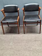 2 Eettafelstoelen met frame van Braziliaans Palissander, Ophalen, Twee, Zwart, N.v.t