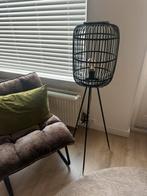 Bamboe set zwarte staande lamp en hanglamp, Huis en Inrichting, Lampen | Vloerlampen, Ophalen, Zo goed als nieuw