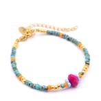 Dames kralen armband Miyuki turquoise Elisa, Verzenden, Nieuw, Goud, Staal