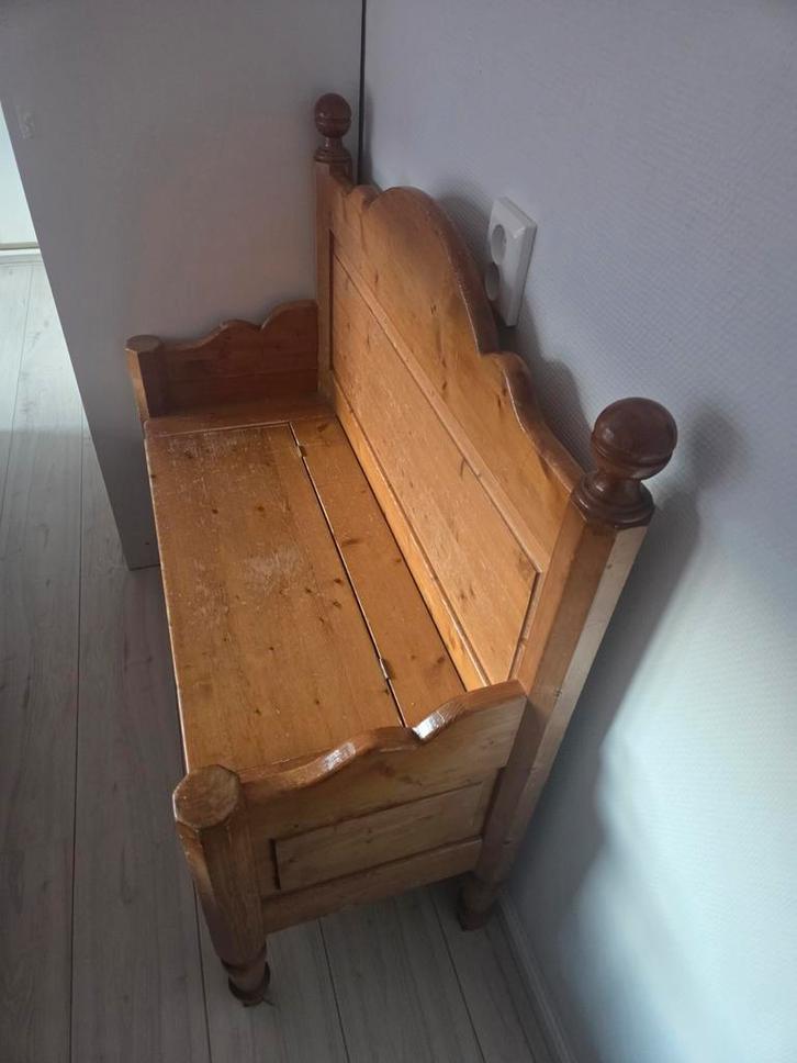 Grenen Klepbank met Opbergruimte, Huis en Inrichting, Banken | Sofa's en Chaises Longues, Gebruikt, Tweepersoons, Minder dan 150 cm