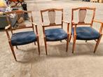 3x vintage stoelen., Gebruikt, Drie, Blauw, Ophalen of Verzenden