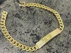 14 karaats gouden armband met naamplaat 19 cm 7.2 mm, Goud, Ophalen of Verzenden