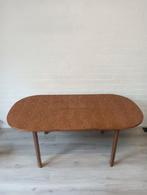 Ovale houten uitschuifbare eettafel, eiken., Ophalen, Gebruikt, 100 tot 150 cm, 200 cm of meer