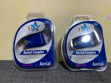 Nieuwe Coax mannelijk - 2x coax vrouwelijk koppelstuk beschikbaar voor biedingen