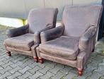 2x Laid back lounge fauteuil grijs / antraciet leer +BEZORGD, Huis en Inrichting, Fauteuils, Gebruikt, ., Lounge, Ophalen of Verzenden