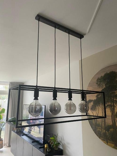 Zwarte stalen hanglamp inclusief lampen, Huis en Inrichting, Lampen | Hanglampen, Zo goed als nieuw, 50 tot 75 cm, Metaal, Ophalen