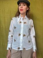 Vintage overhemd / shirt / blouse -puntkraag print S/36, Kleding | Dames, Blouses en Tunieken, Wit, Ophalen of Verzenden, HGV