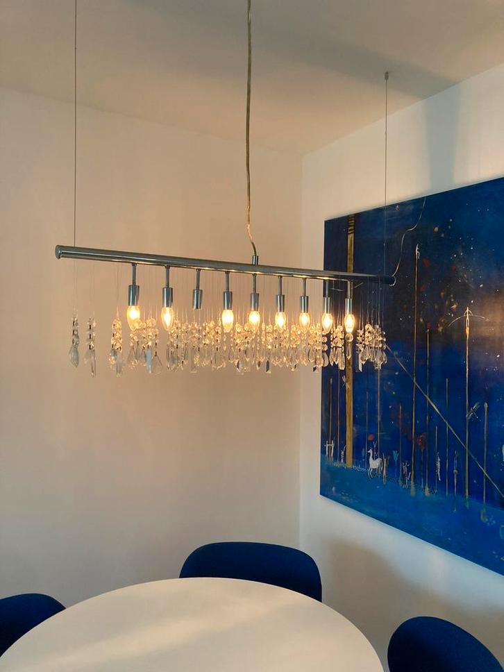 Hanglamp Diamonds XL 120cm met 9 lampjes, Huis en Inrichting, Lampen | Hanglampen, Zo goed als nieuw, 75 cm of meer, Metaal, Ophalen of Verzenden