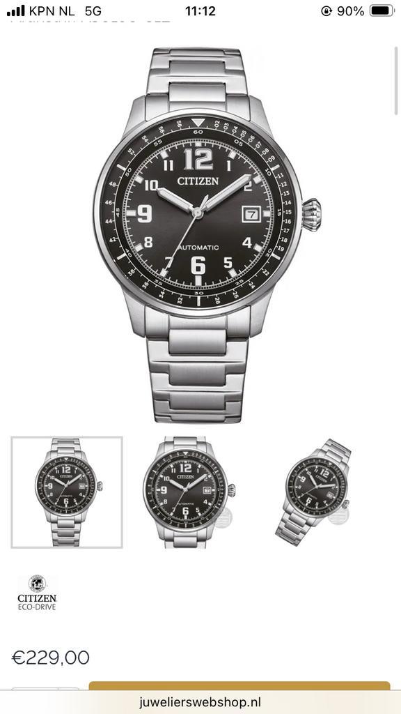 Citizen Automatisch Herenhorloge, Sieraden, Tassen en Uiterlijk, Horloges | Heren, Zo goed als nieuw, Polshorloge, Citizen, Staal