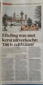 Efteling was met kerst uitverkocht. Krantenartikel, Verzamelen, Ophalen of Verzenden, 1980 tot heden, Nederland, Knipsel(s)