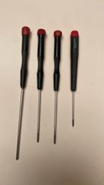 Set van 4 precisie schroevendraaiers, 3x kruis/1x plat, Ophalen of Verzenden, Gebruikt