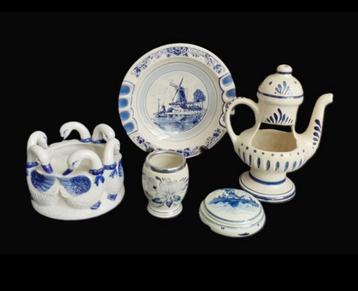 Set 1950-1960 antiek Delftsblauw servies theepot Vaas Pot beschikbaar voor biedingen