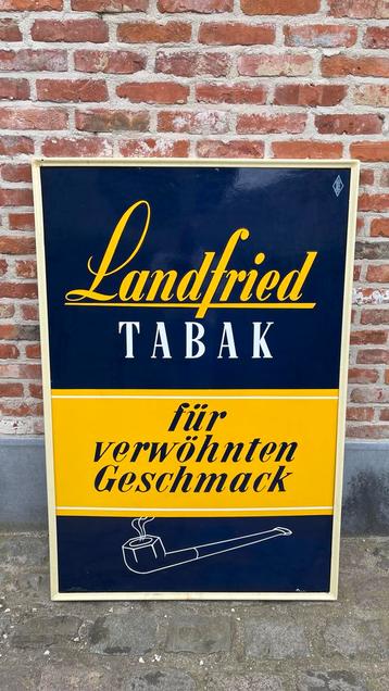 Vintage Landfried Tabak Emaille Reclamebord beschikbaar voor biedingen