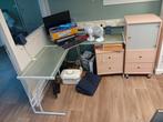Mooi bureau, metalen frame en glazen desktop, Ophalen, Gebruikt, Bureau