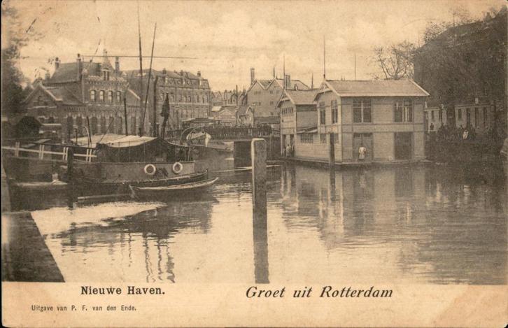 Rotterdam Nieuwe Haven  P.F. vd Ende+ Frans PORTzegel st1902, Verzamelen, Ansichtkaarten | Nederland, Gelopen, Zuid-Holland, Voor 1920