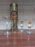 Grimbergen bierglazen 3 stuks en een leeg blik, Ophalen of Verzenden, Zo goed als nieuw, Glas of Glazen, Overige merken