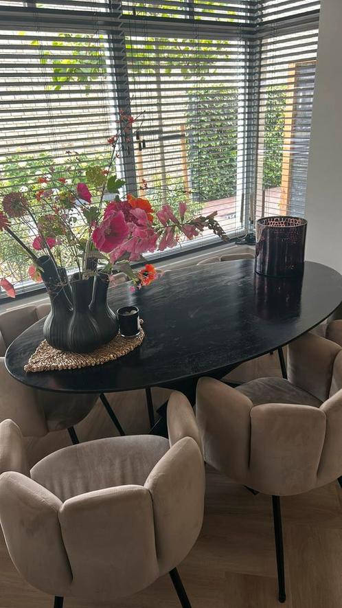Ovale eettafel zwart, Huis en Inrichting, Tafels | Eettafels, Gebruikt, 50 tot 100 cm, 150 tot 200 cm, Vijf personen of meer, Ovaal