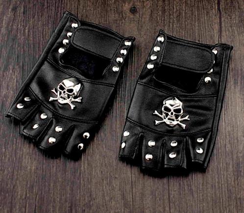 Leren doodskop handschoenen / dames vingerloze gothic punk, Kleding | Dames, Mutsen, Sjaals en Handschoenen, Nieuw, Handschoenen