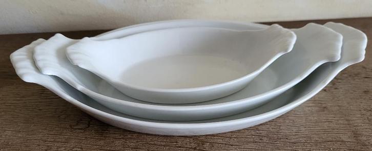 APILCO France Set van 3 ovale ovenschalen met oren .., Antiek en Kunst, Antiek | Servies los, Ophalen of Verzenden