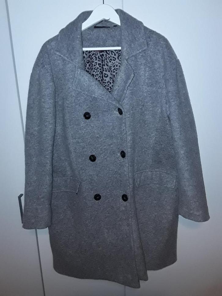 Jazlyn Grijze Winterjas Met Knopen Maat XXXL, Kleding | Dames, Grote Maten, Gedragen, Jas of Mantel, Grijs, Verzenden
