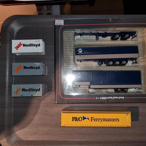 CONHTAINERS H0 + TRAILER SET, Hobby en Vrije tijd, Modeltreinen | H0, Zo goed als nieuw, Overige merken, Ophalen of Verzenden