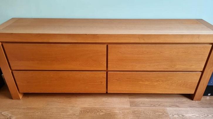 Houten dressoir met lades, Huis en Inrichting, Kasten | Dressoirs, Gebruikt, 150 tot 200 cm, 25 tot 50 cm, Met lade(s), Eikenhout