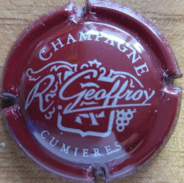 Champagnecapsule René GEOFFROY bordeaux & zilver nr. 11, Verzamelen, Wijnen, Nieuw, Champagne, Frankrijk, Ophalen of Verzenden