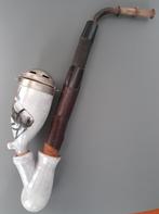 Antieke porseleine pijp met afbeelding paardenkop, Verzamelen, Rookartikelen, Aanstekers en Luciferdoosjes, Ophalen of Verzenden