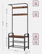 kapstok met schoenenrek- Bruin/Zwart- Industrieel, Zo goed als nieuw, 150 tot 200 cm, Hout, Ophalen