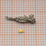 Goudnugget 3mm & Zilver Kristal 13mm - Alaska, Ophalen of Verzenden, Overige soorten, Amerika, Overige typen