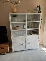 Metalen vitrine kast industrieel wit, Ophalen, Met deur(en), 100 tot 150 cm, Zo goed als nieuw