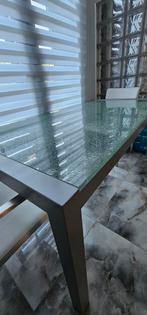 Eettafel van verharde glas, Ophalen, 50 tot 100 cm, Zo goed als nieuw, Glas