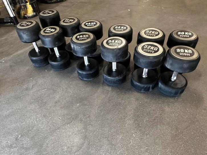 Rubberen Vaste Dumbells 30kg t/m 42kg, Sport en Fitness, Fitnessmaterialen, Gebruikt, Dumbbell, Ophalen