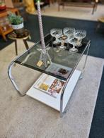 Vintage space age trolley bijzettafel rookglas / wit 70s, Ophalen, Gebruikt, ., .