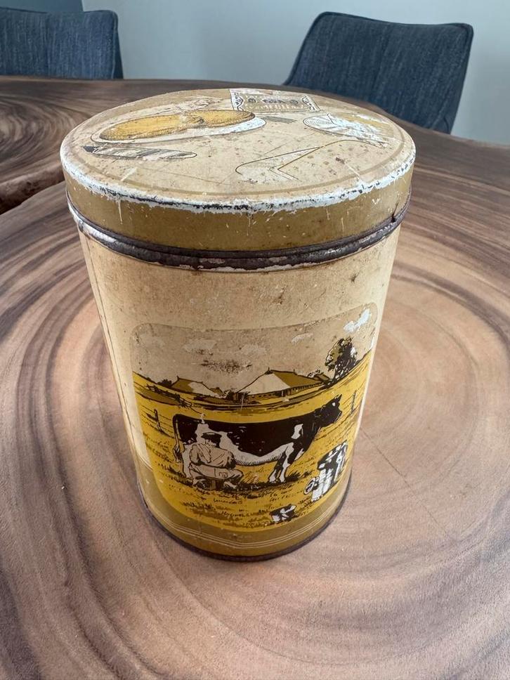 Vintage beschuitblik van Fa. van der Meulen Hallum, Verzamelen, Blikken, Gebruikt, Beschuit, Overige merken, Ophalen of Verzenden