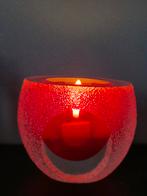 Rode glazen waxinelichthouder glas kerstmis, Huis en Inrichting, Woonaccessoires | Kandelaars en Kaarsen, Overige materialen, Ophalen of Verzenden