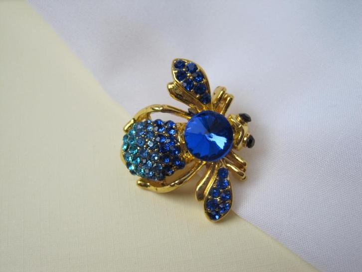 Broche honingbij/  rijnsteentjes, Sieraden, Tassen en Uiterlijk, Broches, Zo goed als nieuw, Overige materialen, Overige kleuren