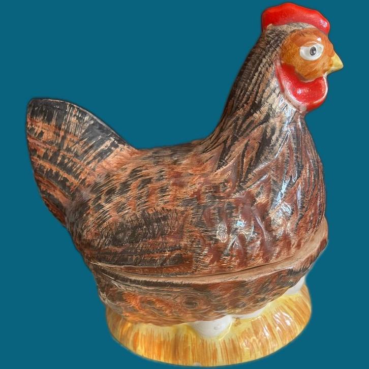 Michel Caugant vintage bruine kip pate terrine izgst, Antiek en Kunst, Curiosa en Brocante, Ophalen of Verzenden
