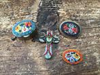 Vintage Micro Mozaïek Broches, Doosje & Hanger 1950, Sieraden, Tassen en Uiterlijk, Broches, Overige materialen, Gebruikt, Overige kleuren