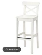 Ikea INGOLF Barkruk met rugleuning, wit, 74 cm, Huis en Inrichting, Barkrukken, Ophalen, Zo goed als nieuw, 90 cm of meer, Hout