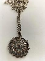 Prachtige antieke massief zilveren roos diamanten hanger, Sieraden, Tassen en Uiterlijk, Antieke sieraden, Ophalen of Verzenden