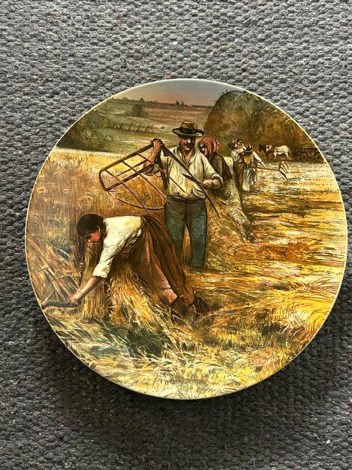 Antiek Villeroy&Boch Wandbord - Landarbeiders, Antiek en Kunst, Antiek | Wandborden en Tegels, Ophalen of Verzenden