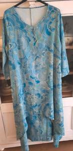 Nieuwe turquoise gedessineerde dubbellaagse jurk 48, Verzenden, Nieuw, Blauw, Jurk