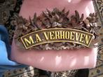naambord M.A.Verhoeven op houtsnijwerk 40x20 cm. Letters 3.5, Ophalen of Verzenden, Zo goed als nieuw