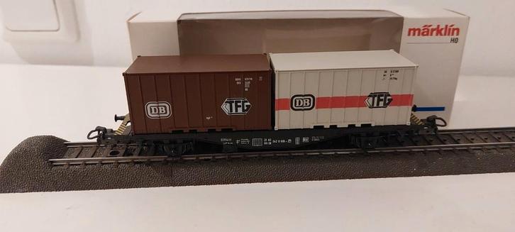 Märklin plattewagon beladen met containers 4664 met OVP, Hobby en Vrije tijd, Modeltreinen | H0, Zo goed als nieuw, Wagon, Wisselstroom