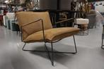 2 x luxe fauteuil EARL Jess design metaal leer armleuningen, Huis en Inrichting, Fauteuils, Ophalen, Zo goed als nieuw, Metaal